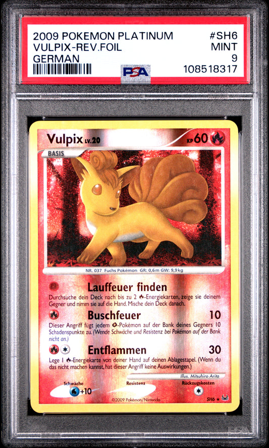 Pokemon Vulpix Lv. 20 SH6 Shiny Platin Deutsch (Höchstes Grade + *POP 1*) PSA 9